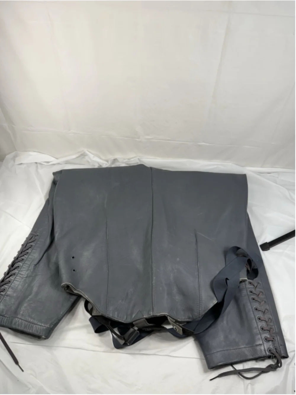 1979 West German Bundeswehr Gray Leather Motorcycle Trousers Beckumer Lederwerk